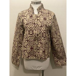 Annette Goertz Tailored Woven Patterned Women's Jacket in Cream and Burgundy